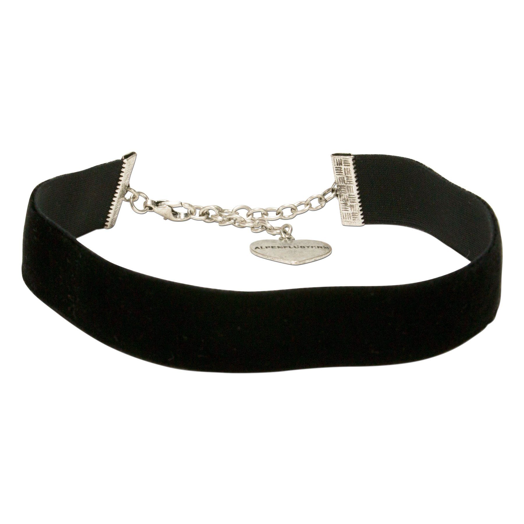 Alpenflüstern Choker Trachten-Samt-Kropfband breit (schwarz), - Trachtenkette enganliegend, Kropfkette elastisch, eleganter Damen-Tr