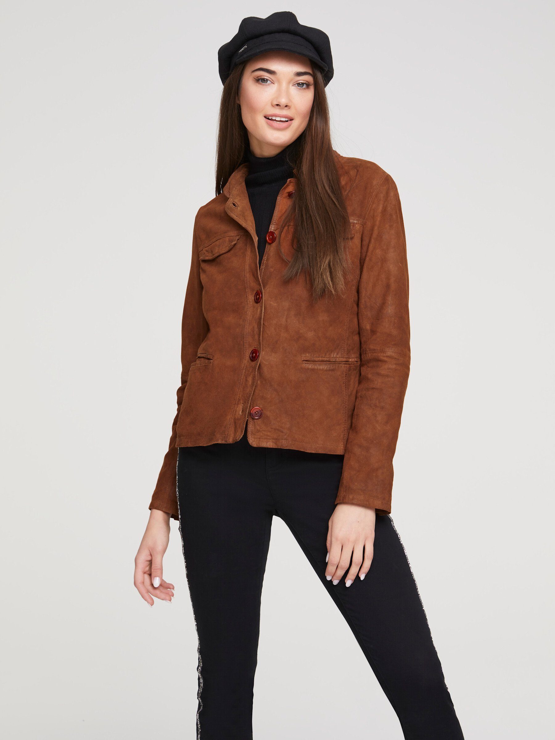 heine Allwetterjacke Leder-Jacke Langarm