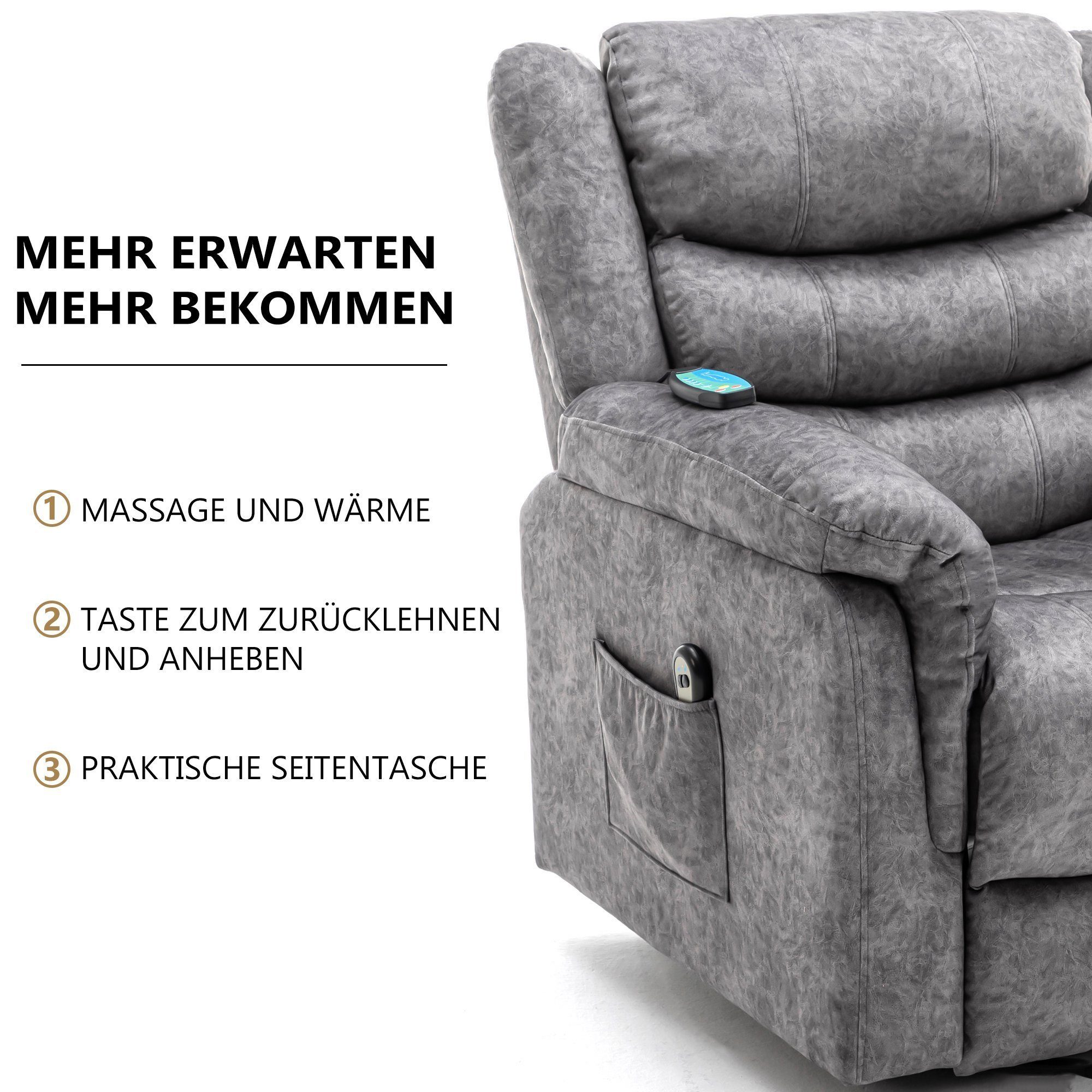 Grau Wärme Vibration,rutschfestes Massagesessel Massagelift-Liegestuhl und mit DOTMALL Power