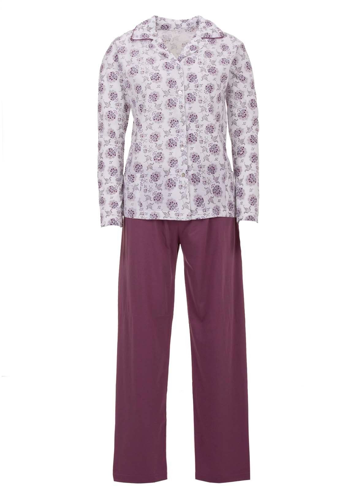 Schlafanzug Set - Pyjama zeitlos Paisley altrosa Langarm