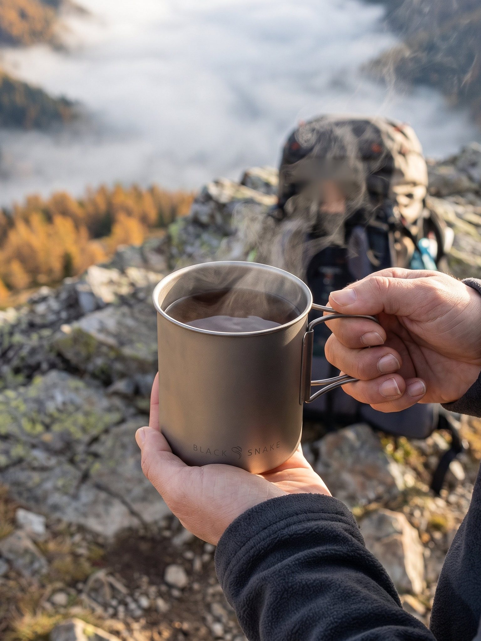 Black Snake Geschirr-Set Ultraleichtes Camping Kochgeschirr mit Topf und klappbarem Göffel (3-tlg), Titan, Rostfrei und geschmacksneutral mit Klappgriffen und M – Bild 5 von 5