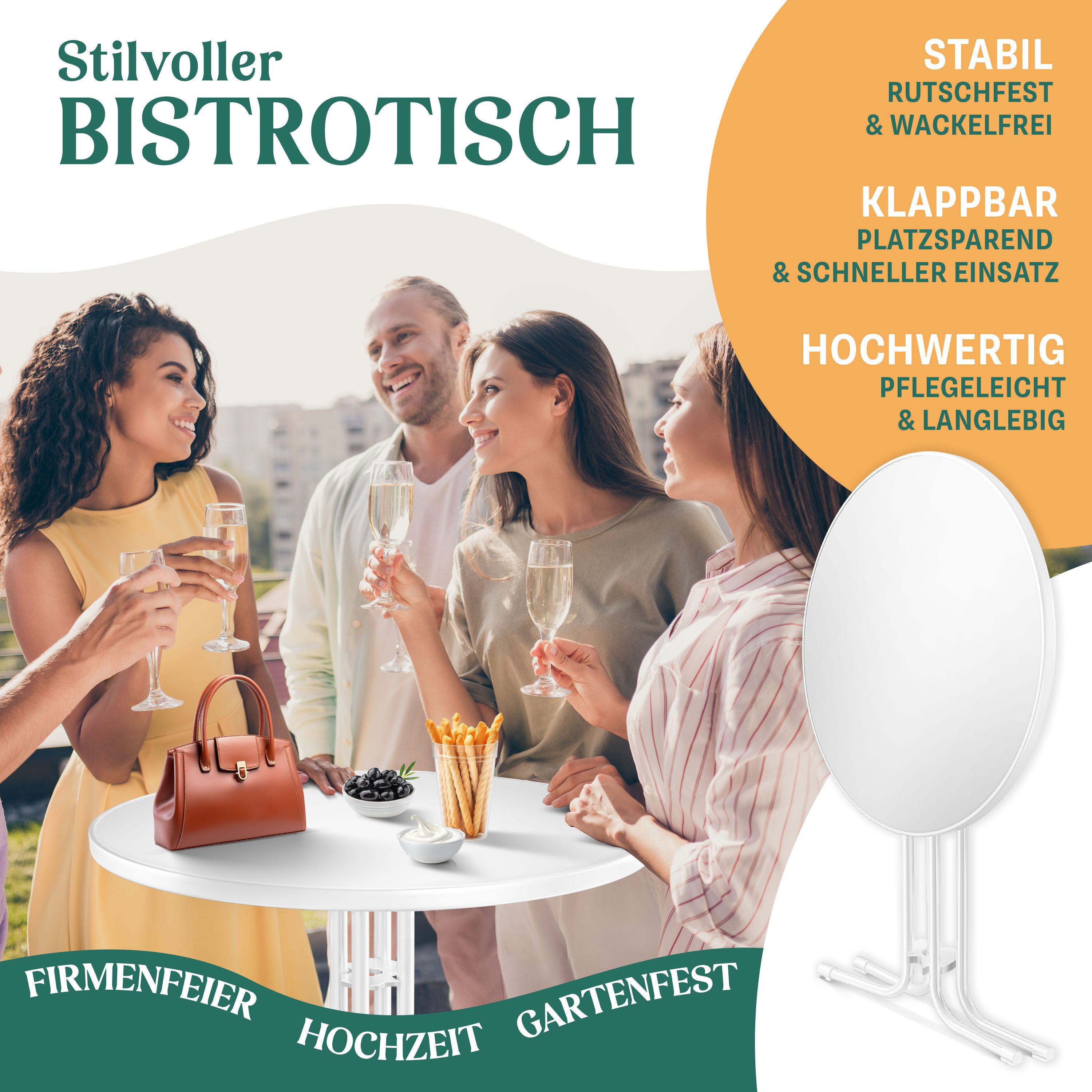 KESSER Bistrotisch (1-St), Gastro Stehtisch klappbar Gastronomie Bistrotisch rund