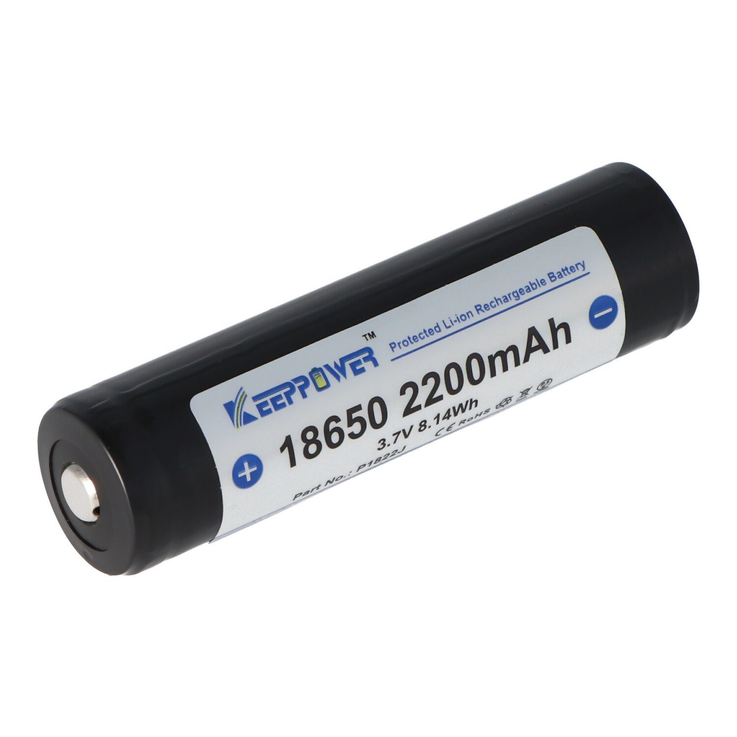 Keeppower Keeppower 2200mAh, 3,7V 2200 V) Akku 18650 (3,7 - Li-Ion-Akku 68,9x18,5mm mAh geschützt