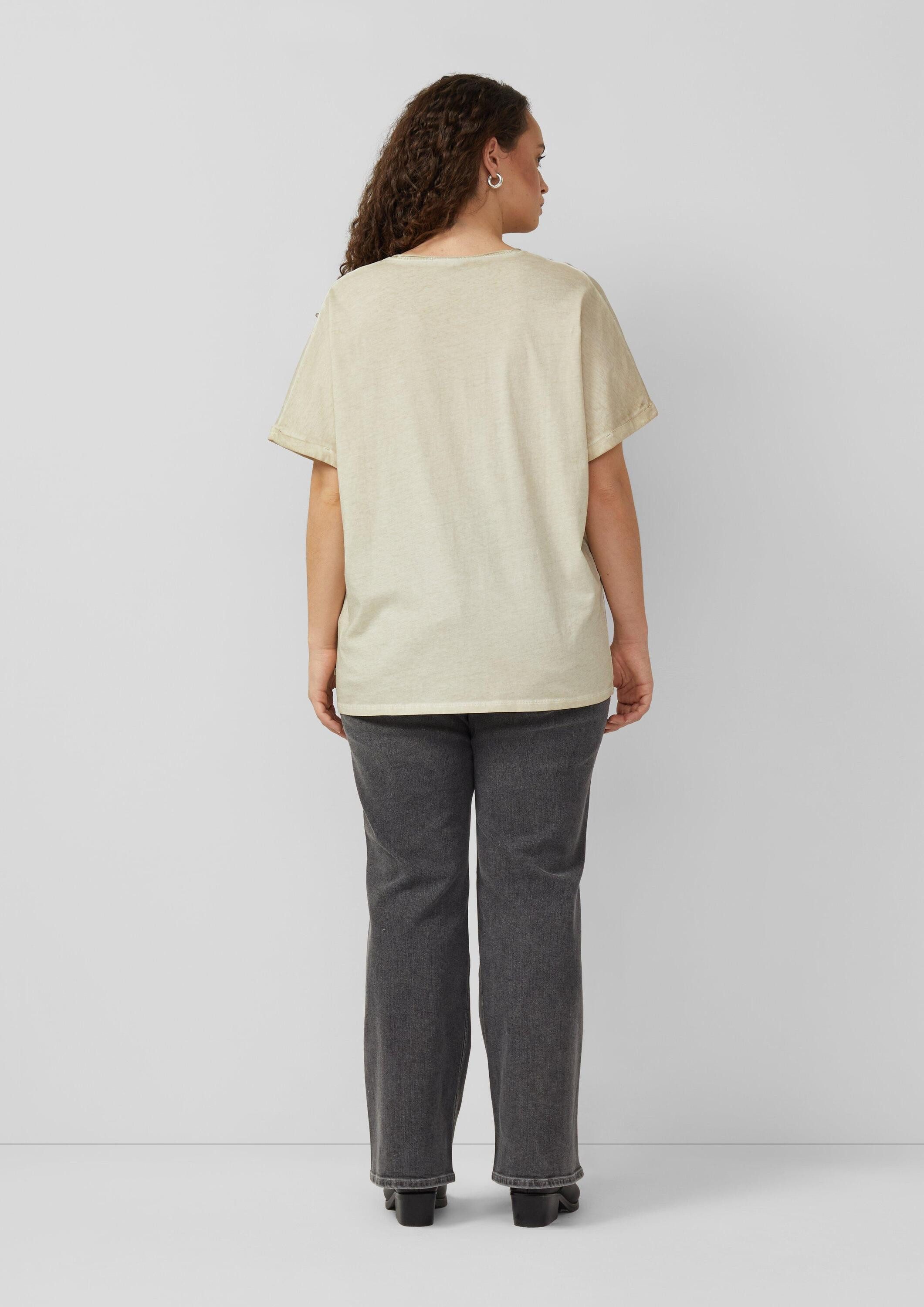 QS Kurzarmshirt T-Shirt T-Shirt mit Frontprint im Loose Fit und Fledermausärmeln