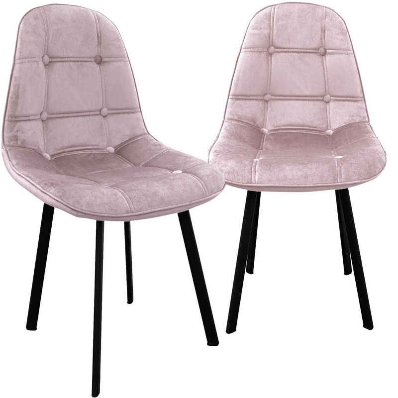 TRISENS Polsterstuhl Kassandra (2, 4, 6 oder 8 Stühle in einer Farbe, 2 St), Essstuhl abgesteppt ohne Armlehnen Küchenstuhl in Samt und Leder-Optik