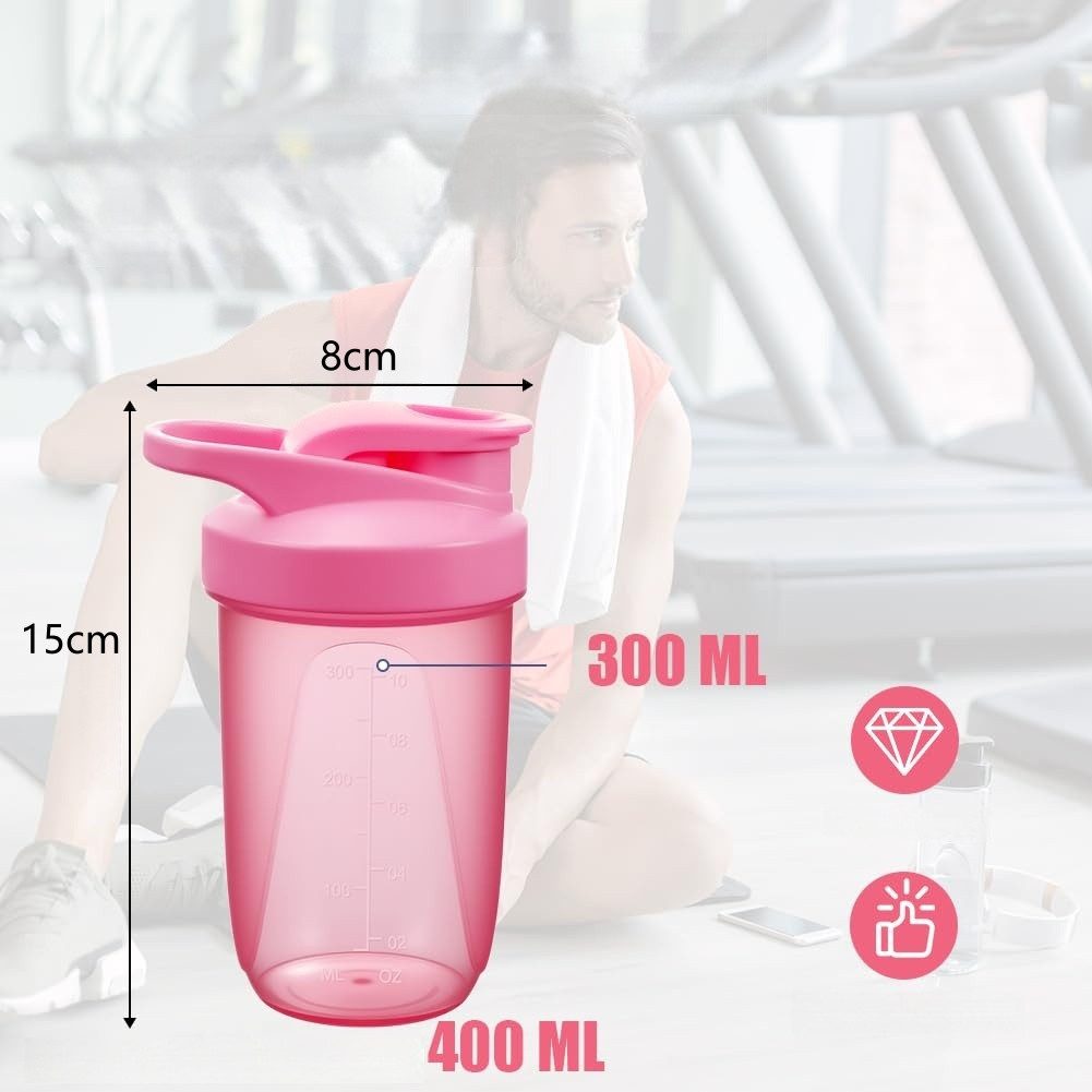 FOUORTUNATE-BEE Protein Shaker Shaker 2er Set 400ml Protein Shaker mit Skala Fitness Becher, Shaker für Fitness Studio Büro Reisen Protein Shake Smoothie