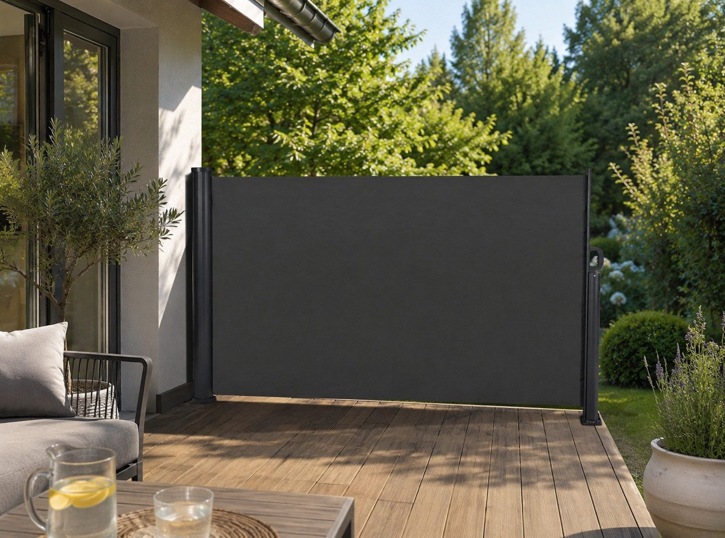 matrasa Seitenmarkise Basic - Sichtschutz für die Terrasse - Windschutz Blickschutz 3 m (1-St) Anthrazit