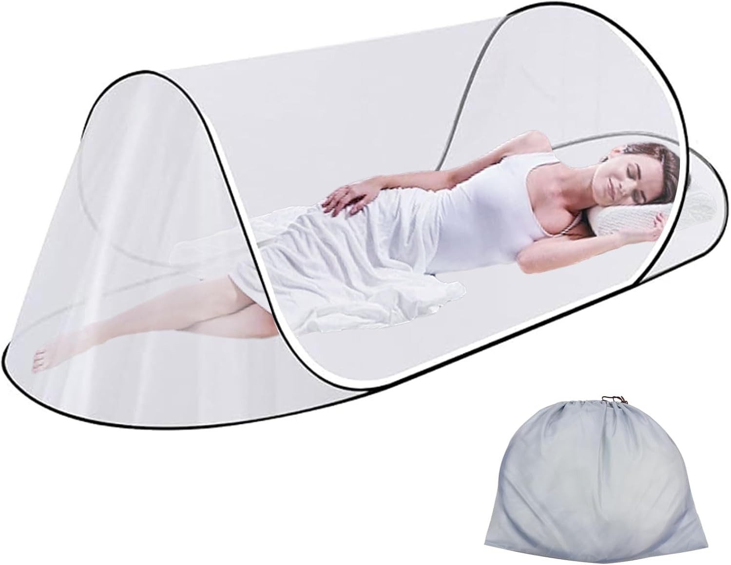 FELIXLEO Moskitonetz Pop Up 200x80x56cm Faltbar Tragbar für Bett Camping Reise (1 St)