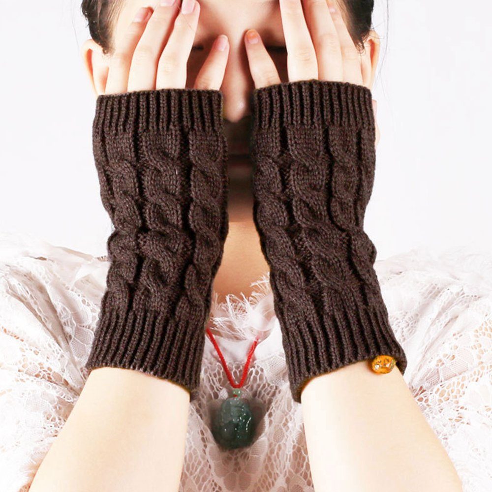 Handschuhe Dunkelbraun warme Paar 1 Strickhandschuhe Winter ZanMax gestrickte Handschuhe