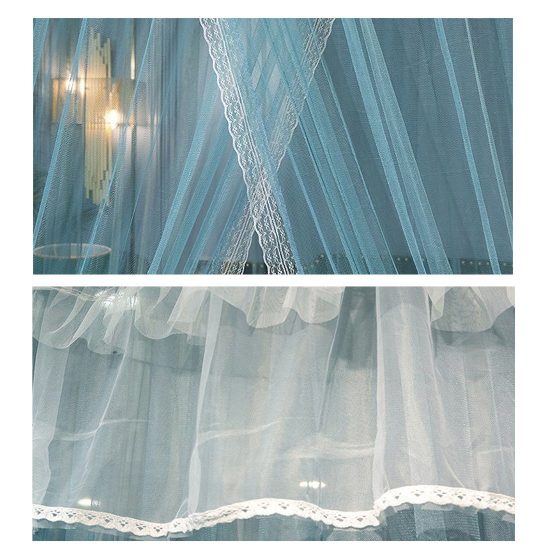 ZAXSD Betthimmel Prinzessinnenbett Kuppel-Decken-Moskitonetz mit Bettvorhang raumhohem blau
