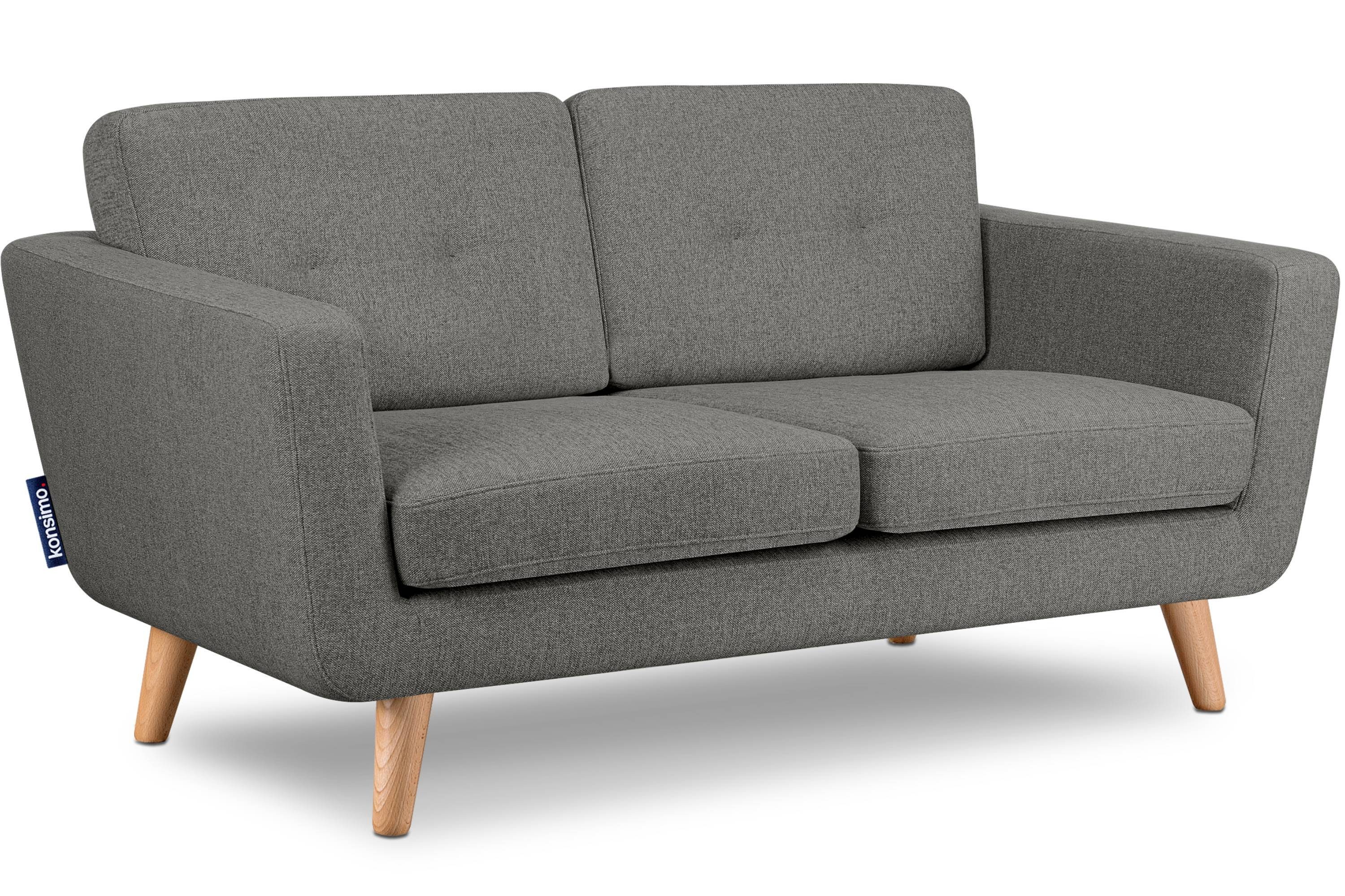 2-Sitzer TAGIO hergestellt EU, 2 den Sofa der Steppung Konsimo Rückenkissen aschfahl mit in Personen, auf II