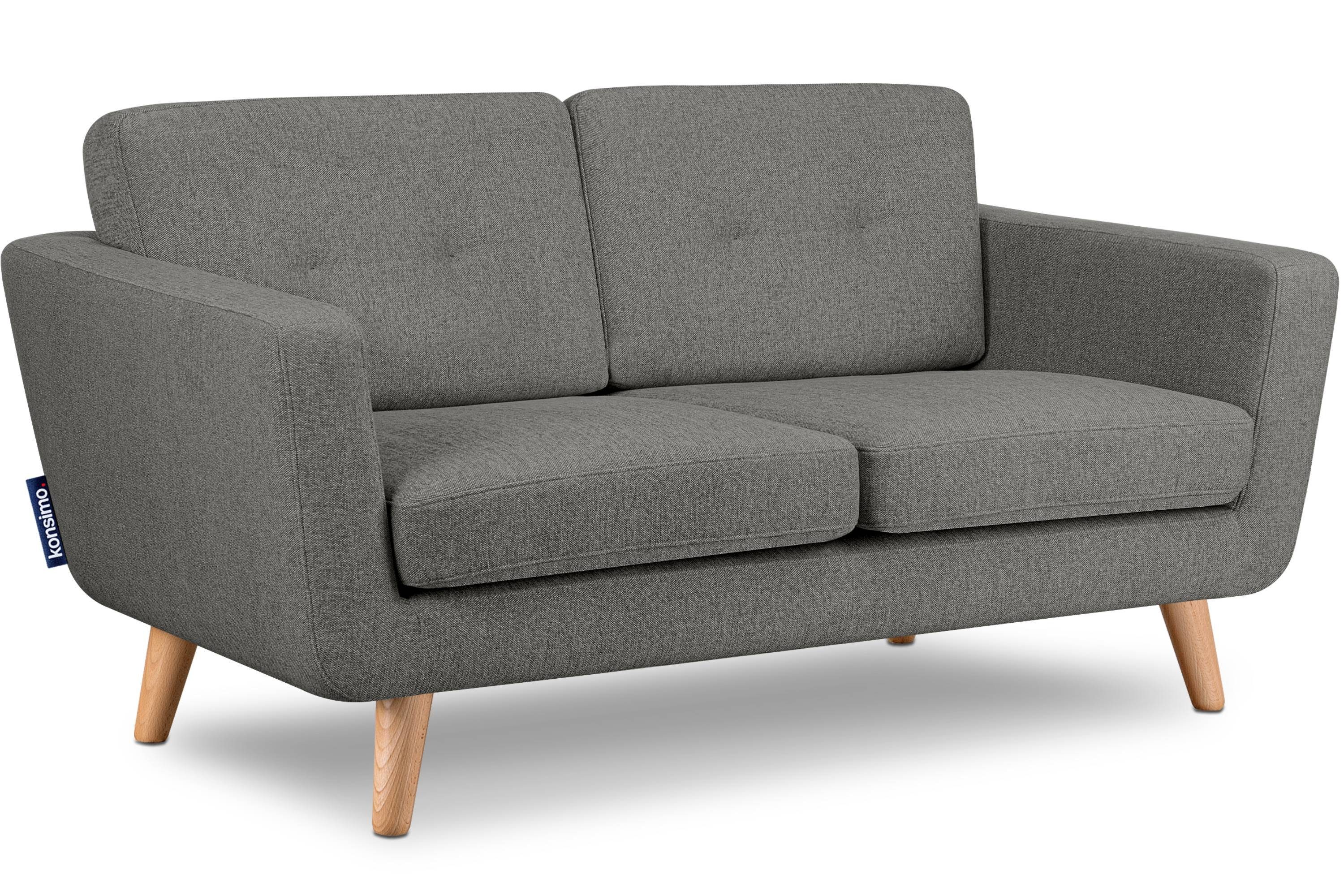 Konsimo 2-Sitzer TAGIO II Sofa 2 Personen, hergestellt in der EU, mit Steppung auf den Rückenkissen