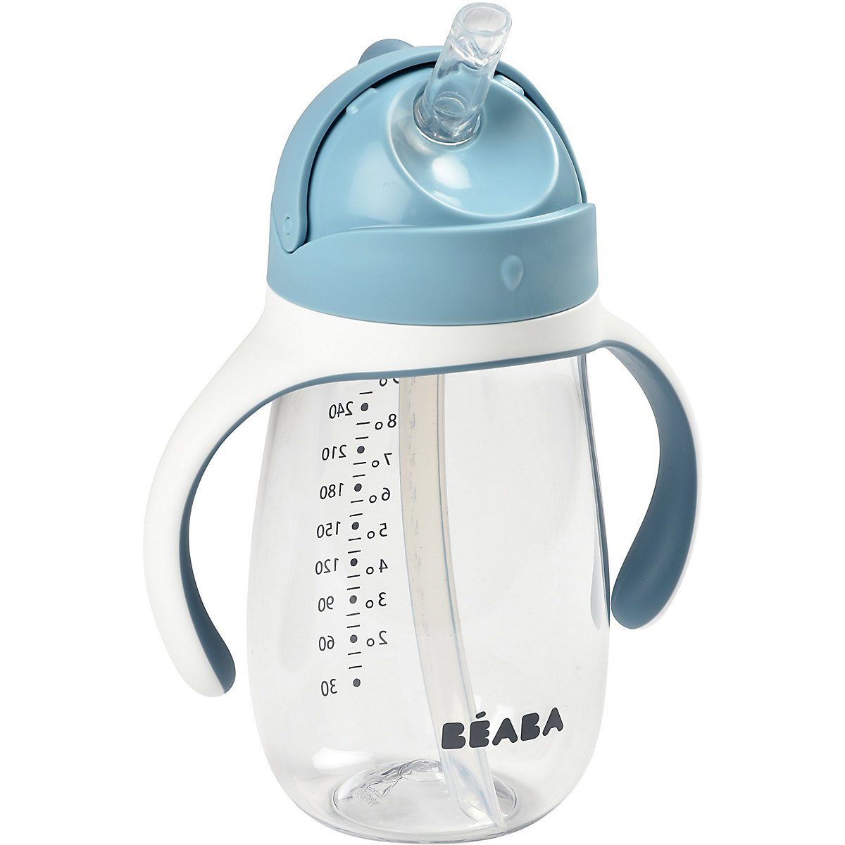 Kinder Babyernährung BÉABA Trinklernbecher Trinkflasche mit Strohhalm, 300ml, windy blau