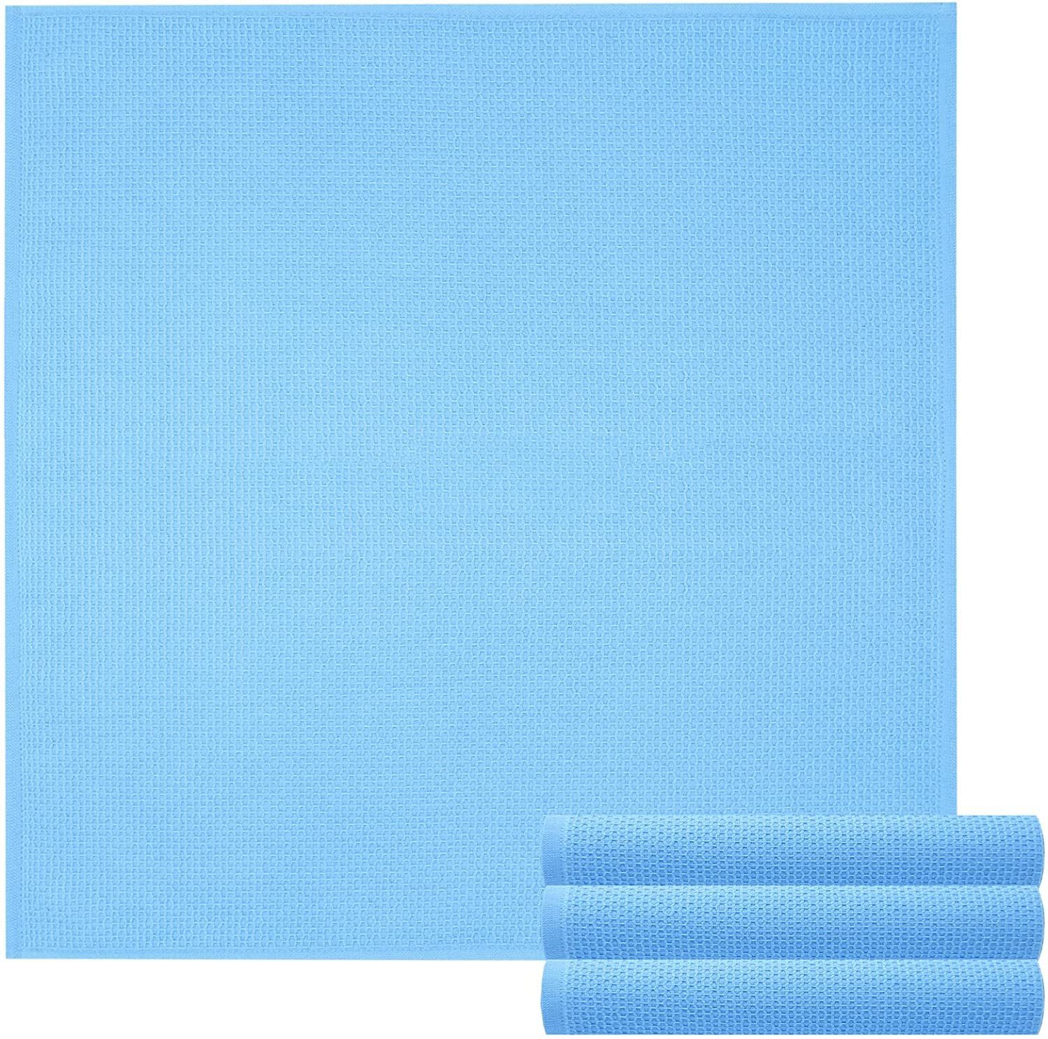 Lashuma Handtuch Set Pure Küchentücher, 100% Baumwolle, (Spar-Set, 4-tlg), Waffelpikee Geschirrhandtuch 50x50 cm Blau Wolken Blau