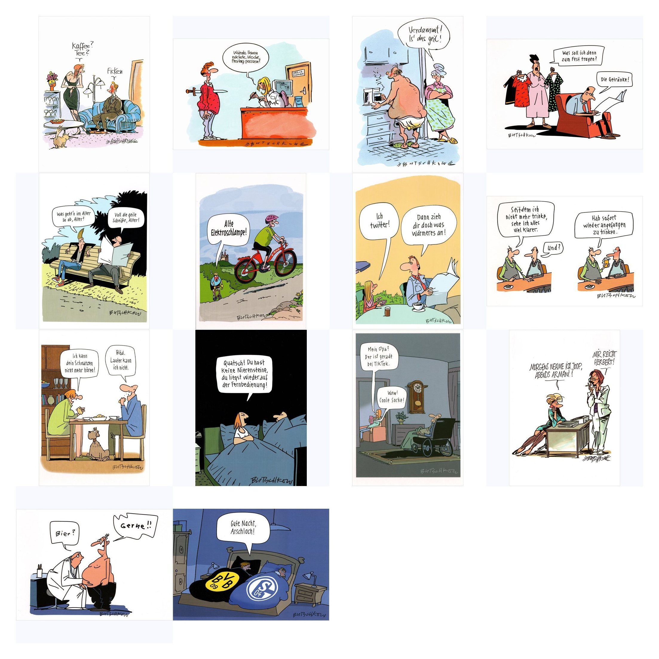 postkarten-universum.de Postkarte Cartoon-Postkarten-Komplettset Peter Butschkow