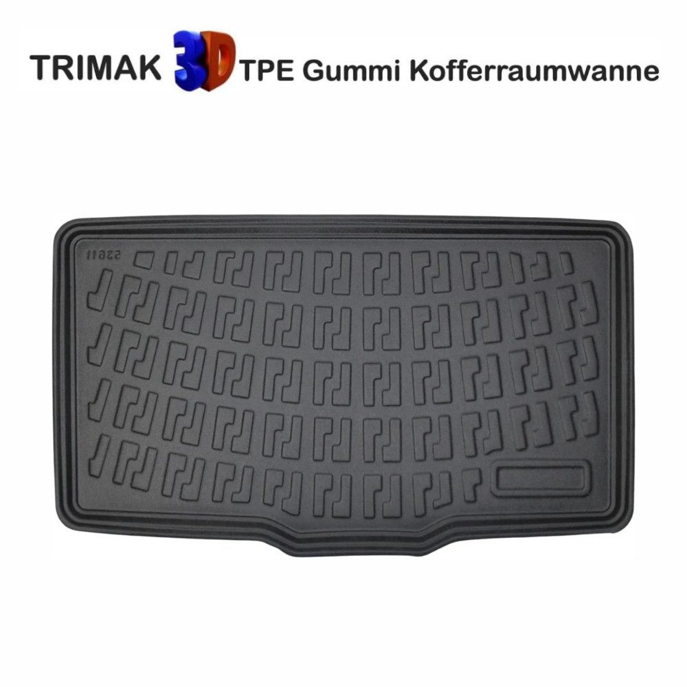 Trimak Passform-Fußmatten Oder Kofferraumwanne Oder Set für Fiat Panda, FIAT Panda 3. Gen. ab 2012 Kofferraummatte TPE Antirutschmatte