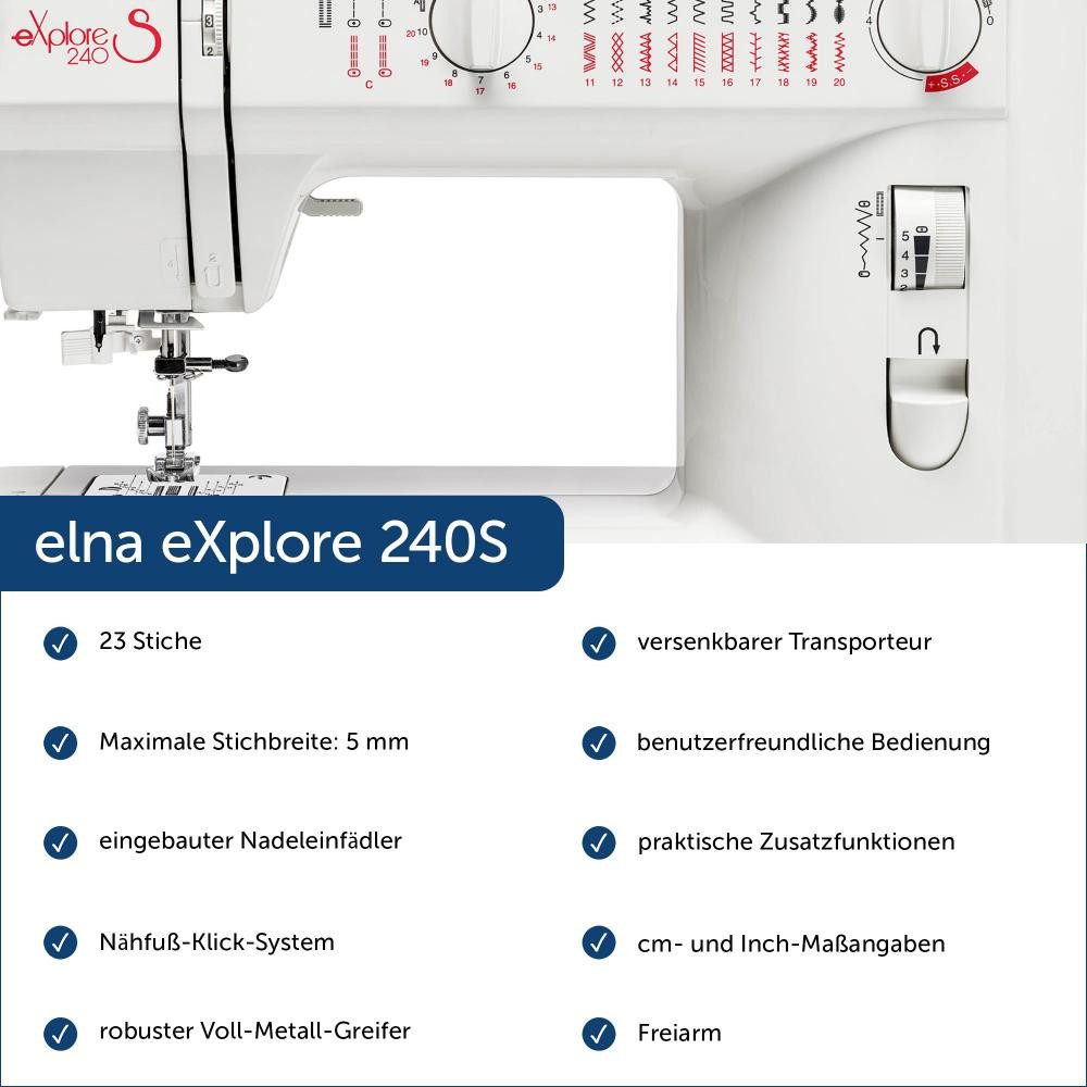 Elna Nähmaschine - eXplore 240S Einsteiger Modell, 23 Programme