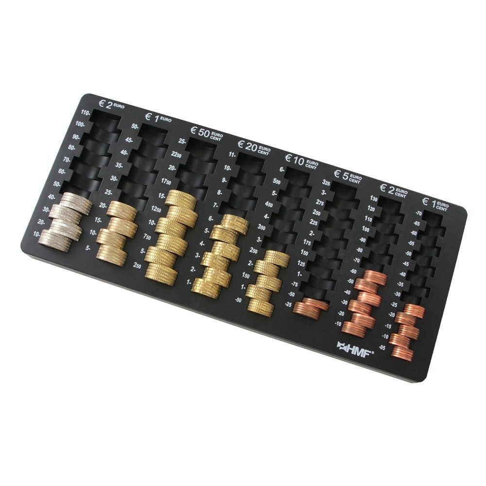 HMF Geldkassette Euro-Münzzählbrett 2701, abgeschrägt, 34 x 15 x 3 cm, schwarz – Bild 2 von 3