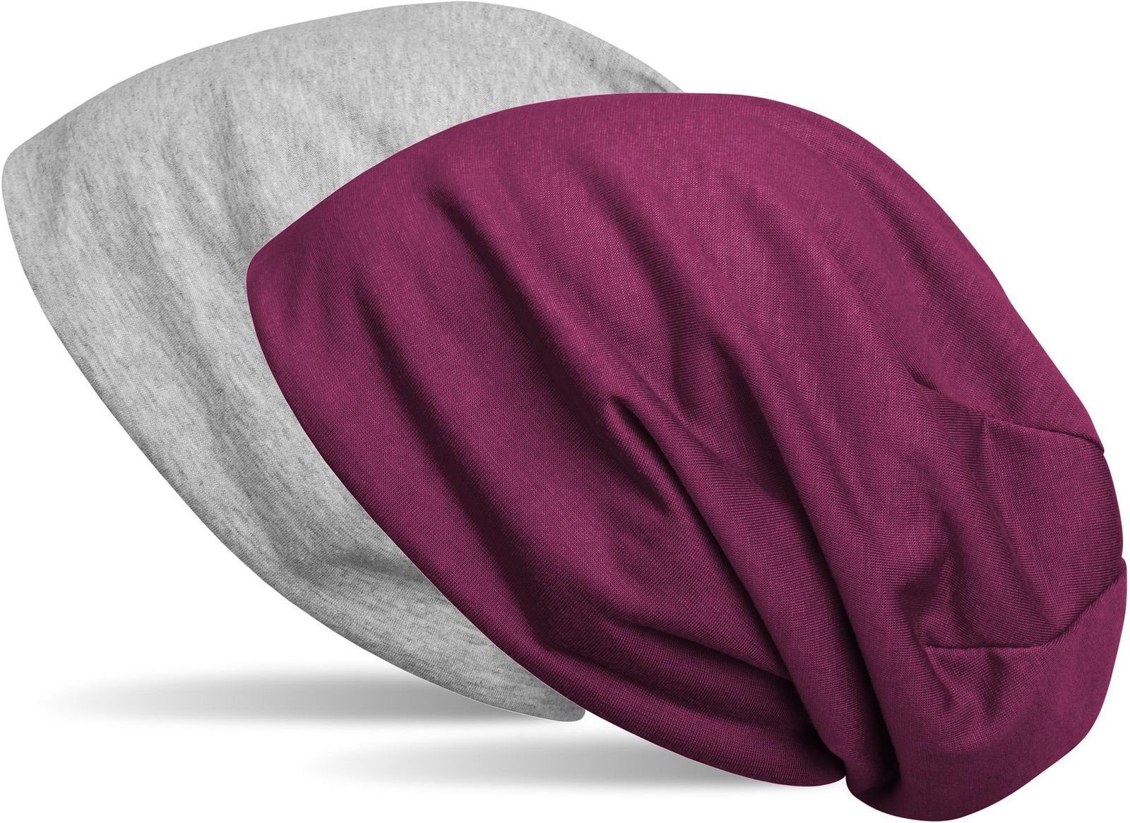 styleBREAKER Beanie (1-St) Wende Beanie meliert Violett Grau 