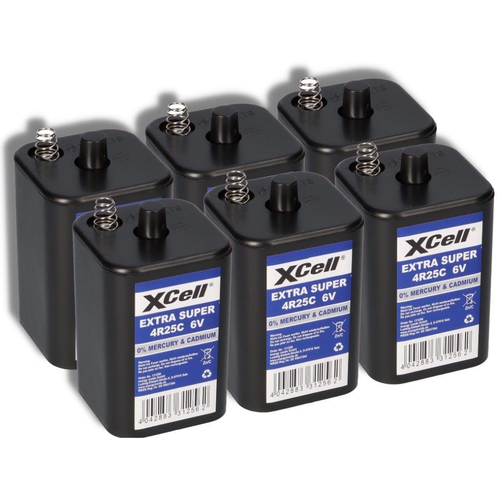 XCell 6x XCell 4R25 6V-Block Batterie SET - 6 Volt 9500 mAH Batterie