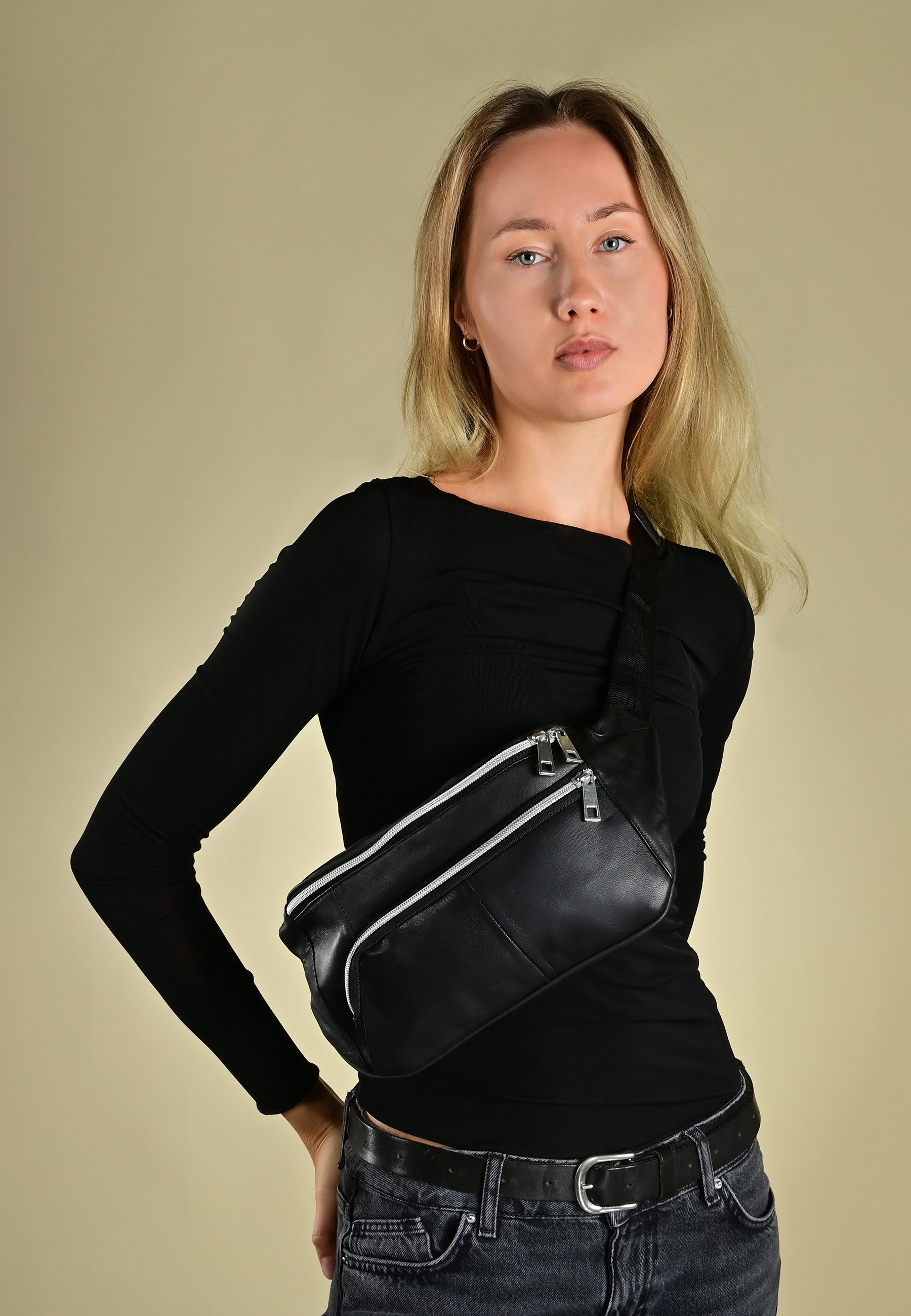STEINMEISTER Bauchtasche Kamel Unisex Hüfttasche Gürteltasche aus Echtleder – Bild 5 von 5