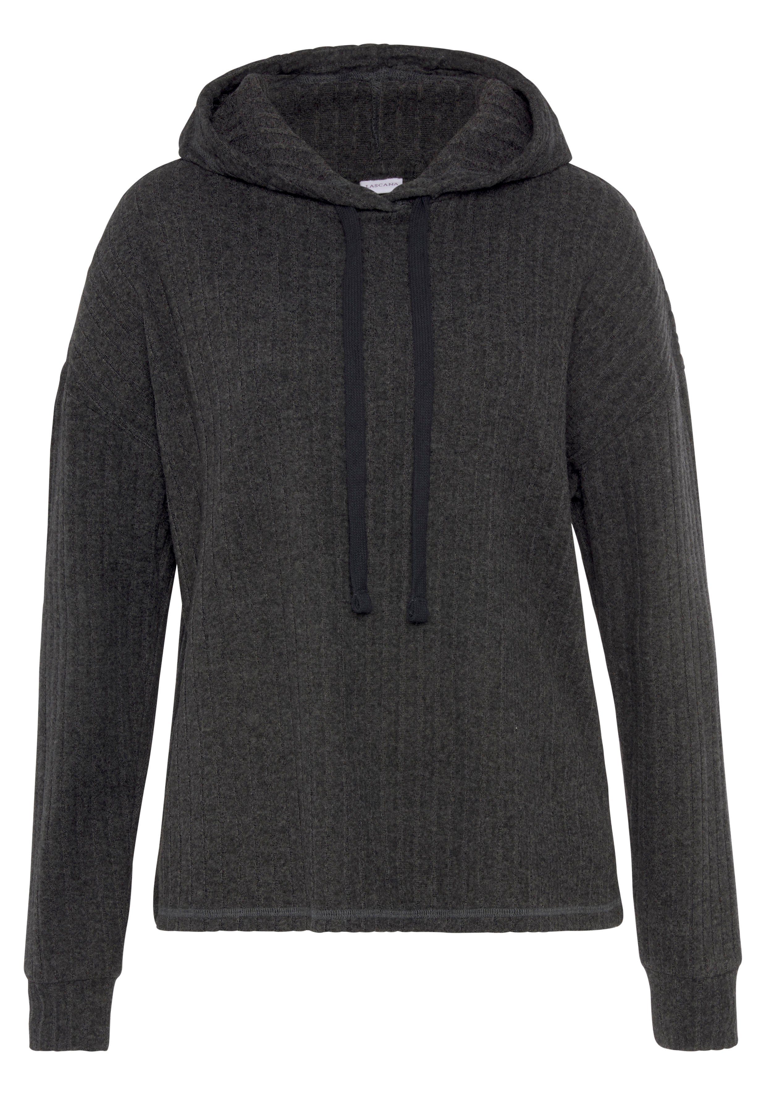 LASCANA Hoodie, Strickpullover mit Kapuze und in melierter Optik, Loungewea günstig online kaufen