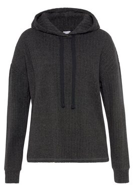 LASCANA Hoodie -Kapuzensweatshirt meliert mit Bindeband und überschnittene Schultern, Loungeanzug