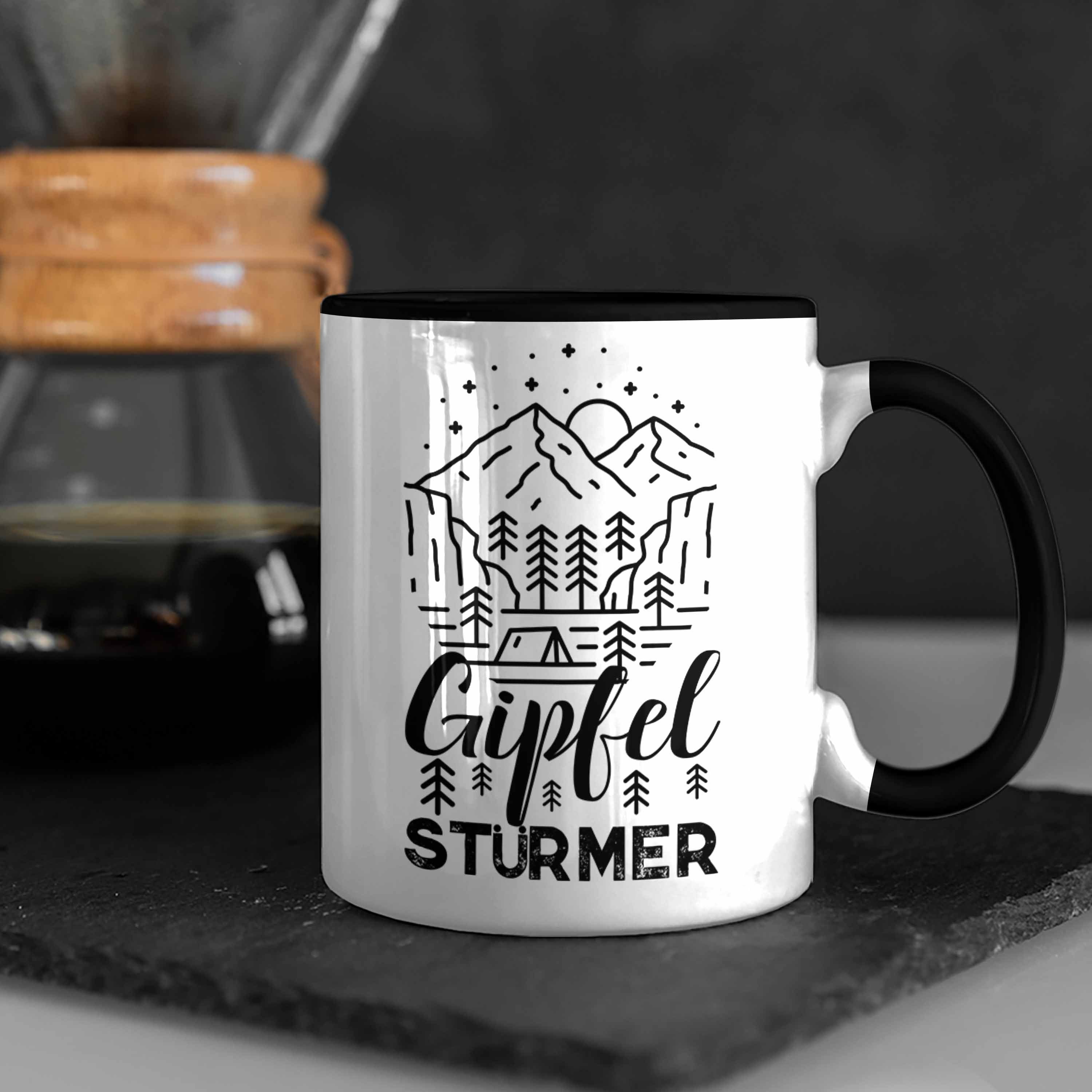 Wanderer Gipfel Geschenkidee - Stürmer Trendation Schwarz Wandern Trendation Berge Tasse Geschenk Tasse