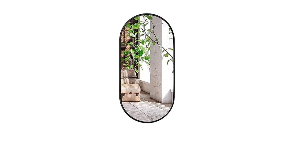 Best for Home Wandspiegel Ovaler Spiegel in Schwarz, hochwertiger Wandspiegel im Loft-Stil, oval