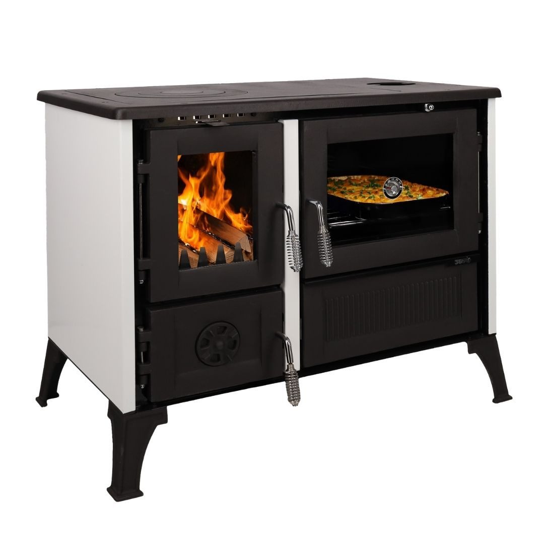 365 Kaminofen 365® Küchenherd Cook Smart weiß emailliert 8 kW Gusseisen A+, 8 kW