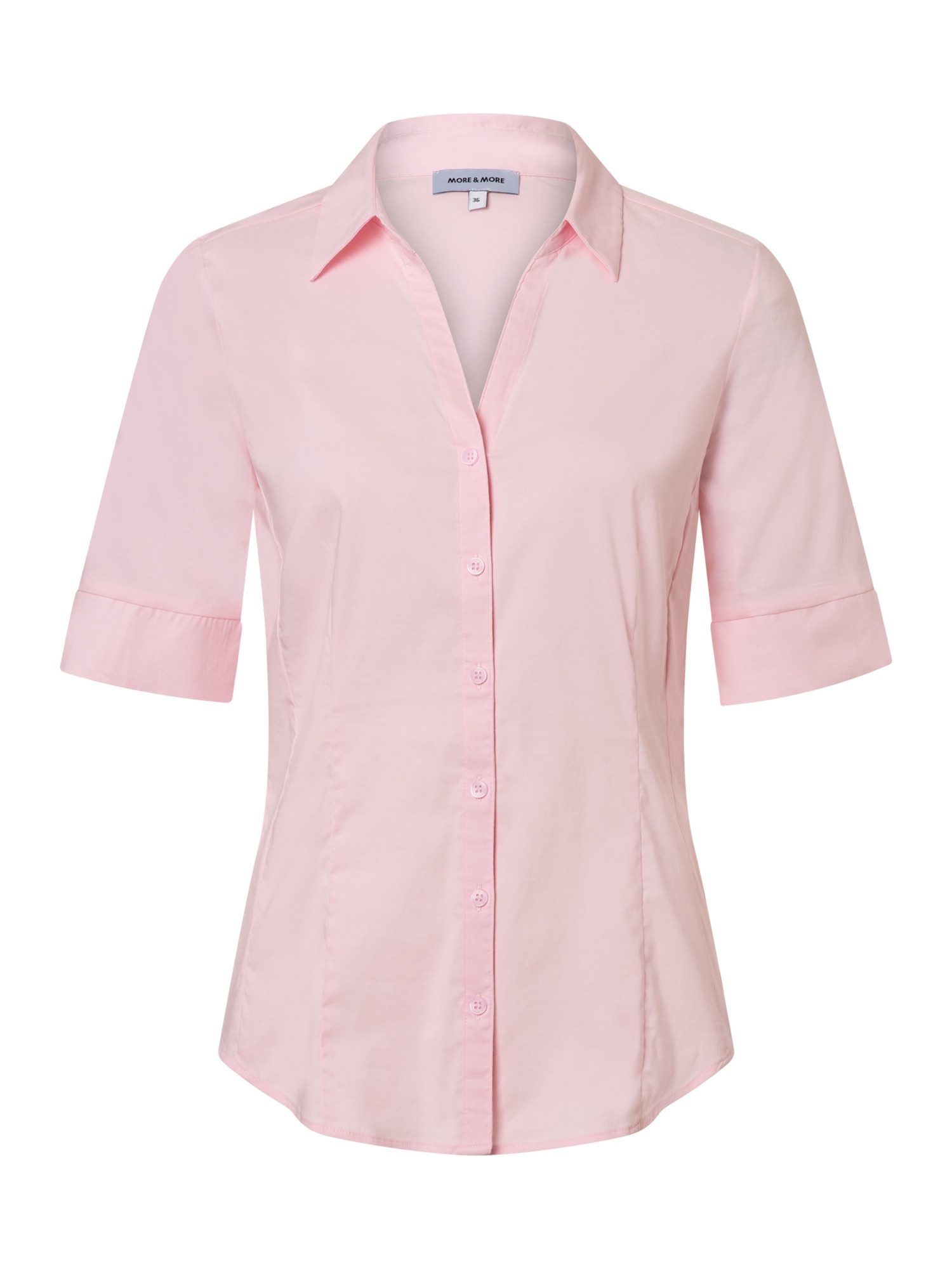 MORE&MORE Kurzarmbluse klassische, taillierte Basic-Bluse günstig online kaufen