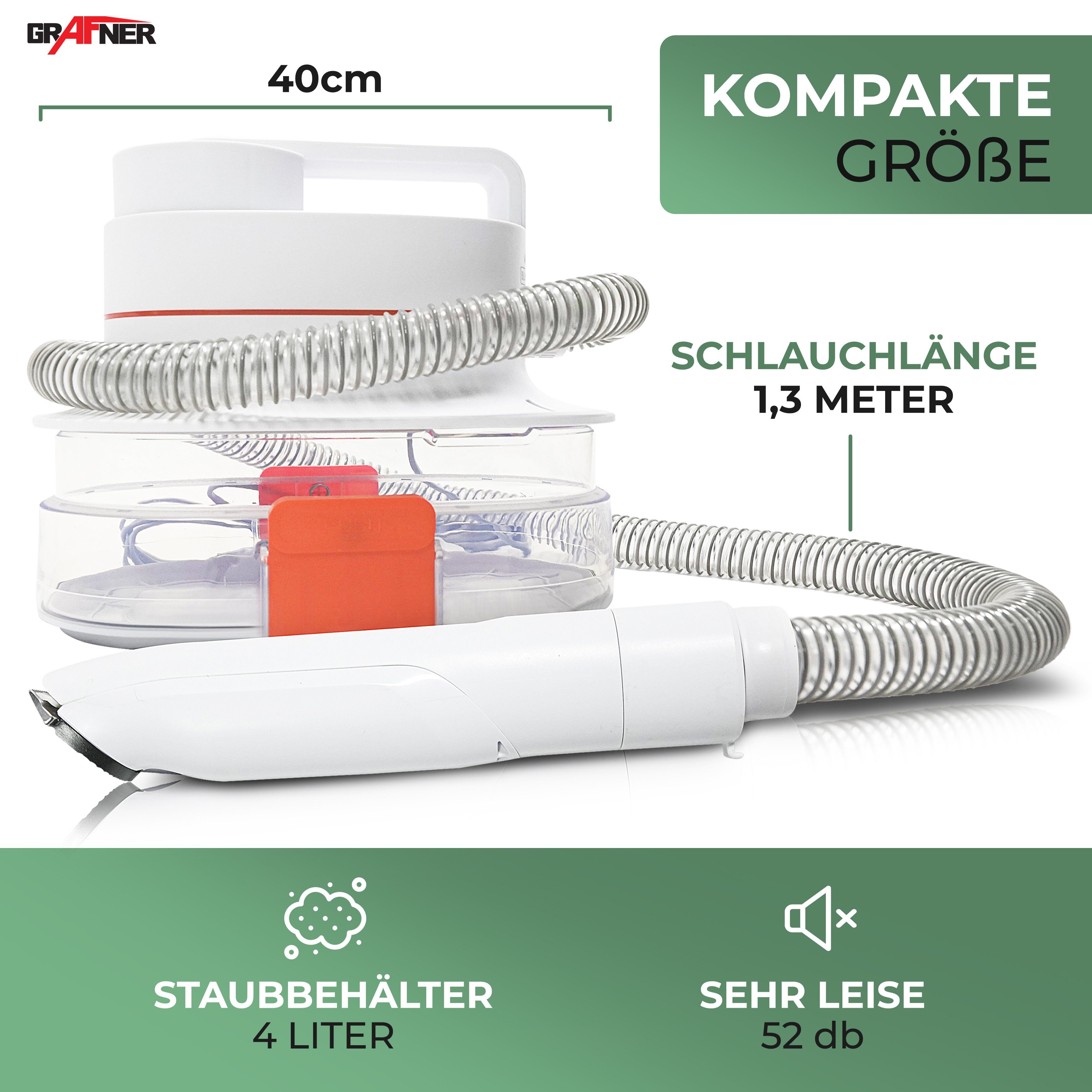 Grafner Hundeschermaschine Hundeschermaschine mit Tierhaar Staubsauger Haustierpflegeset, 3 Leistungsstufen