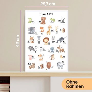 CreativeRobin Poster Alphabet Poster mit Tier ABC als Babyzimmer Deko, A3 Größe