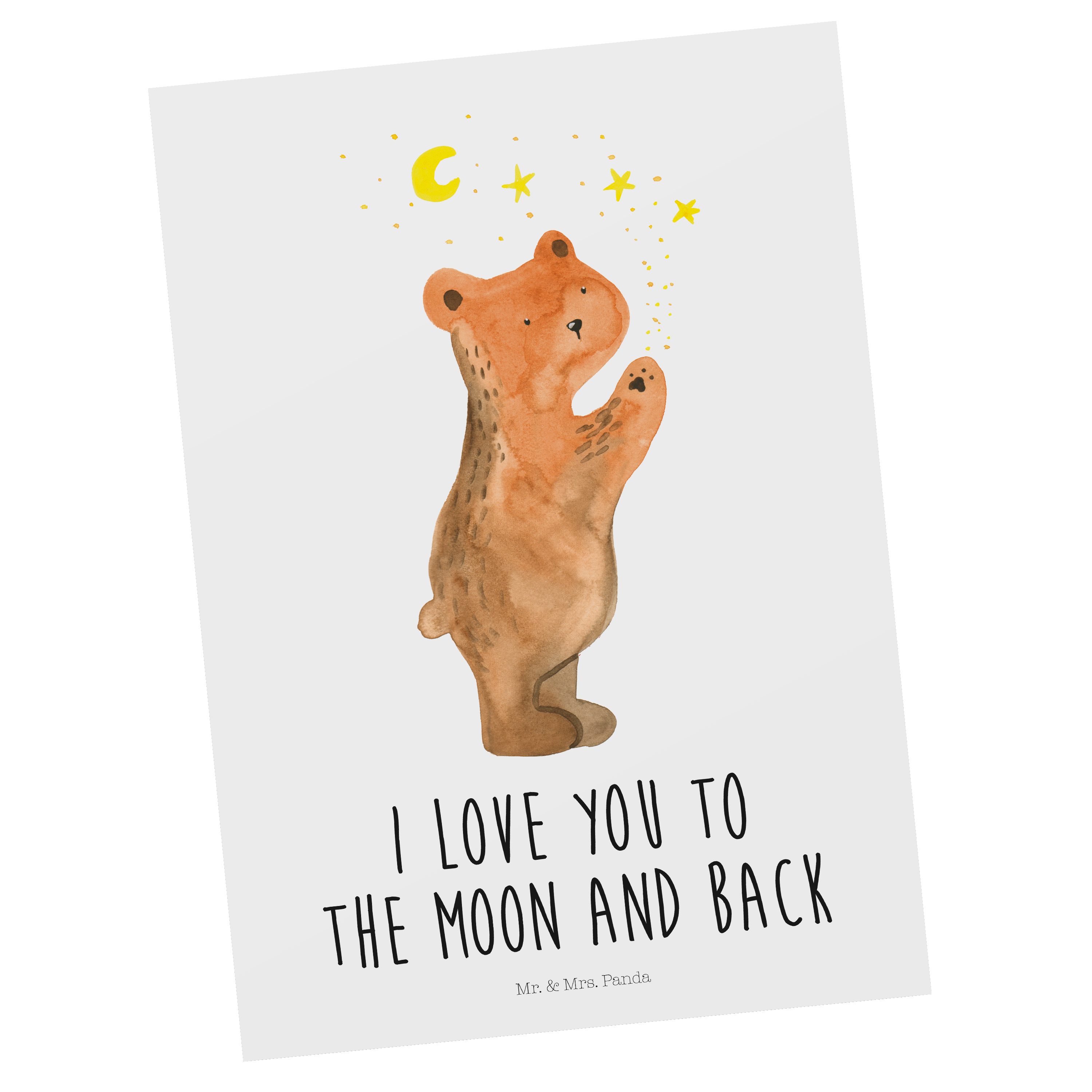 Geschenk, Mr. Postkarte Mrs. the and moon Bär Teddy, - to back, Gesche Verliebter - Panda Weiß &