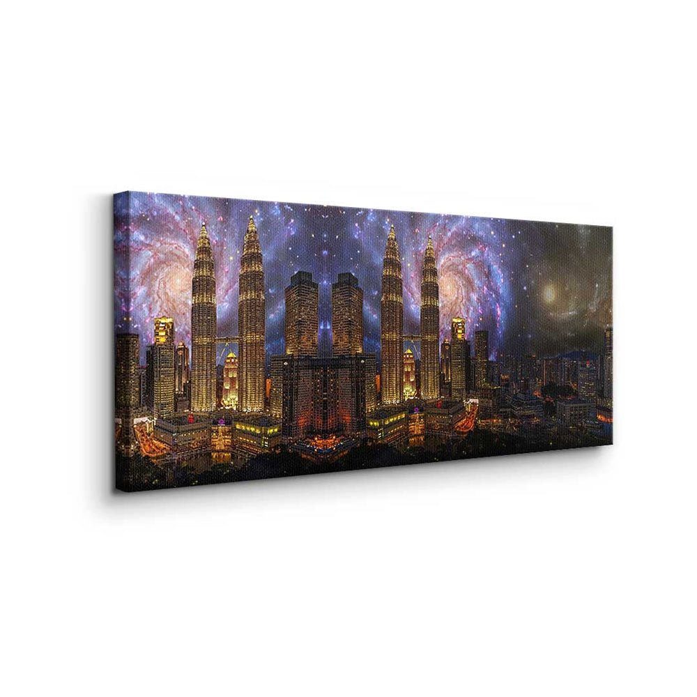 DOTCOMCANVAS® Leinwandbild, Premium Leinwandbild Galaxy der - Motivation - silberner Wand Pop Art - Rahmen Stadt 