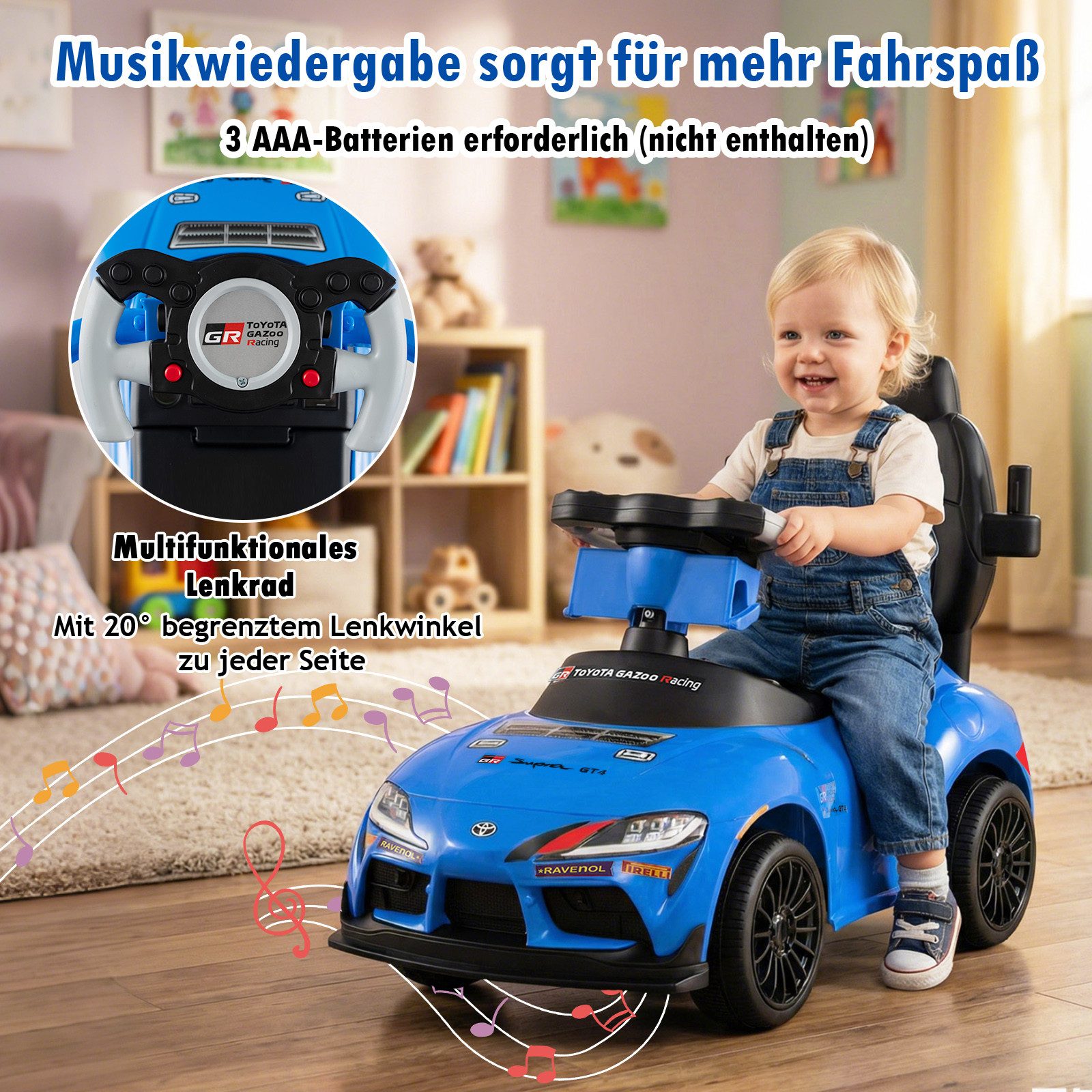 KOMFOTTEU Rutscherauto, Rutschfahrzeug mit verstecktem Stauraum & Musik