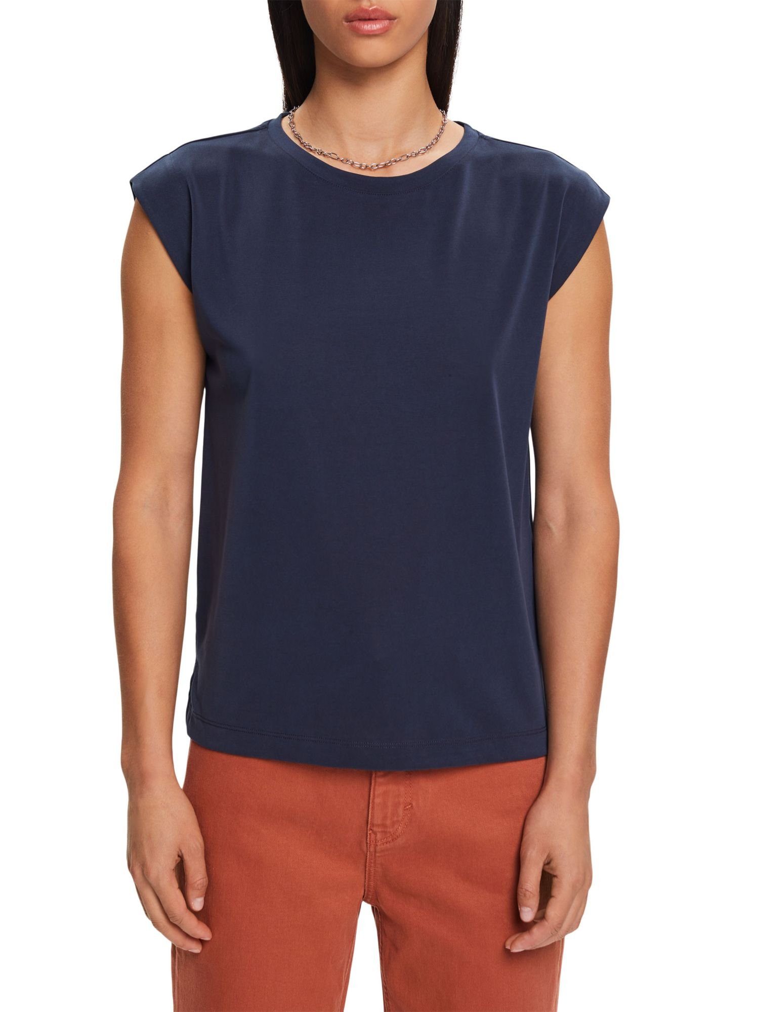 Griff weichem T-Shirt Jersey-Top Collection mit Esprit (1-tlg) NAVY