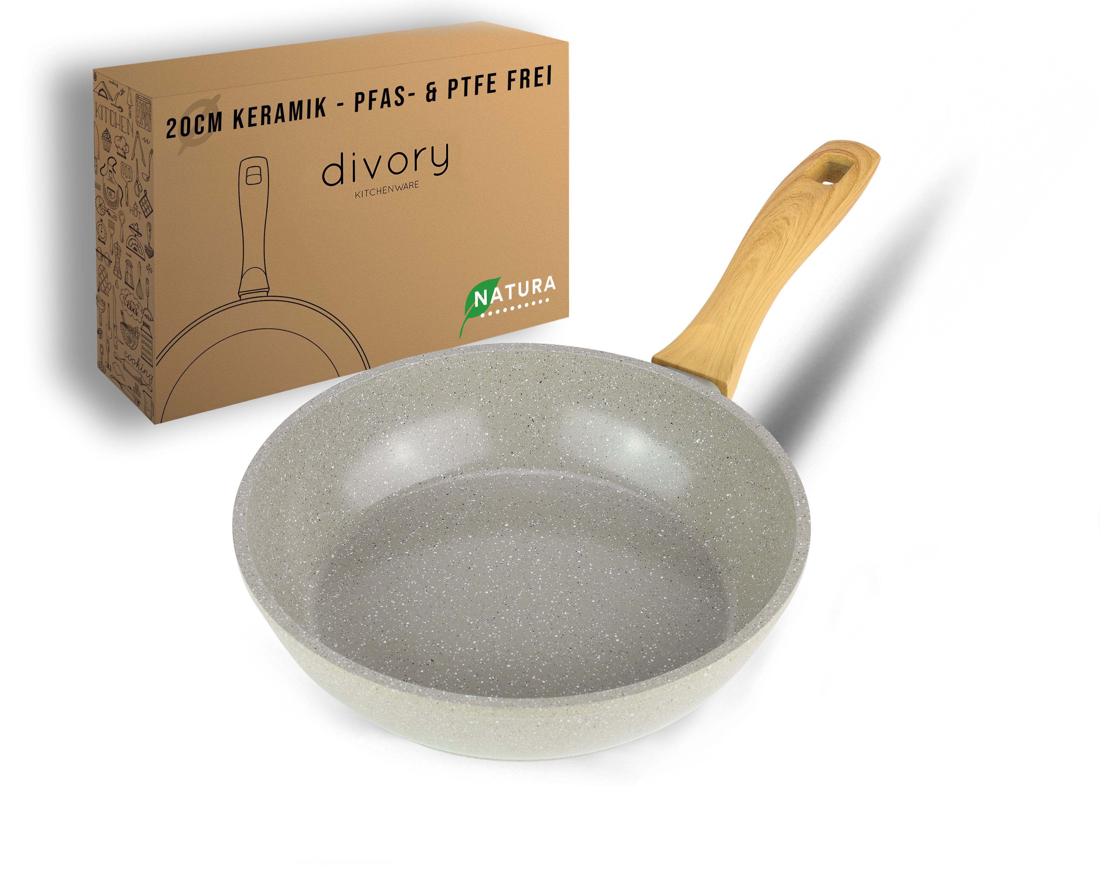 divory Bratpfanne Keramikpfanne mit Antihaftbeschichtung, Induktion, für alle Herdarten, Aluminium, Induktion