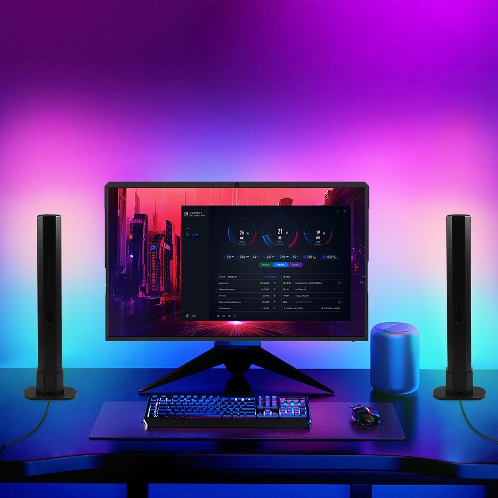 Rosnek TV-Hintergrundbeleuchtung, Music Stripe quadratisch Smart Bluetooth App-Steuerung LED-Lightbar, Sync,RGB LED Gaming-Lampe,