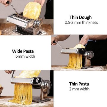 Mutoy Nudelmaschine Pasta Maker-Schneidemaschine,Nudelmaschine 6 verstellbare Dicke, Für perfekte Spaghetti oder Fettuccini, aus Legierter Stahl, Manuell