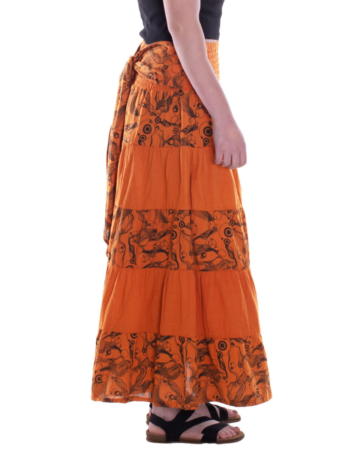 Vishes Maxirock Damen Rock Baumwolle Vintage Retro extra breiter Bund mit Kordel-Zug Alternative Bekleidung, Ethno, Hippie, Retro Style