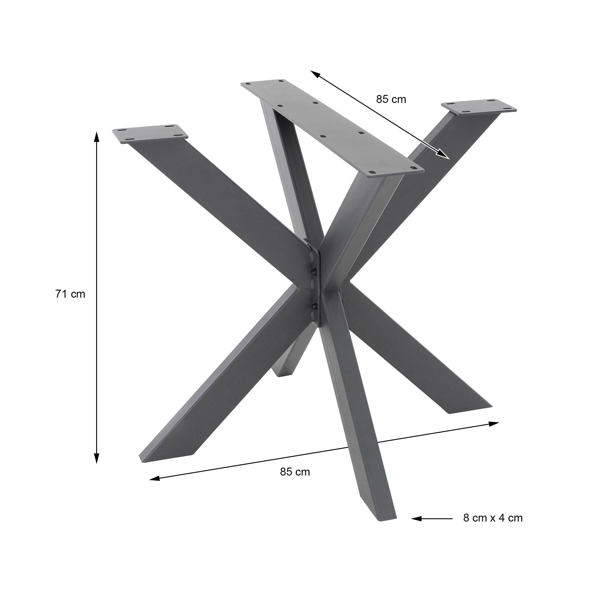 Spider ML-DESIGN Tischkufen, Montage Anthrazit Schwerlast DIY einfache Stahl Tischgestell Tischbein Tischfüße 85x71x85cm X-Design Kreuzgestell Esstisch