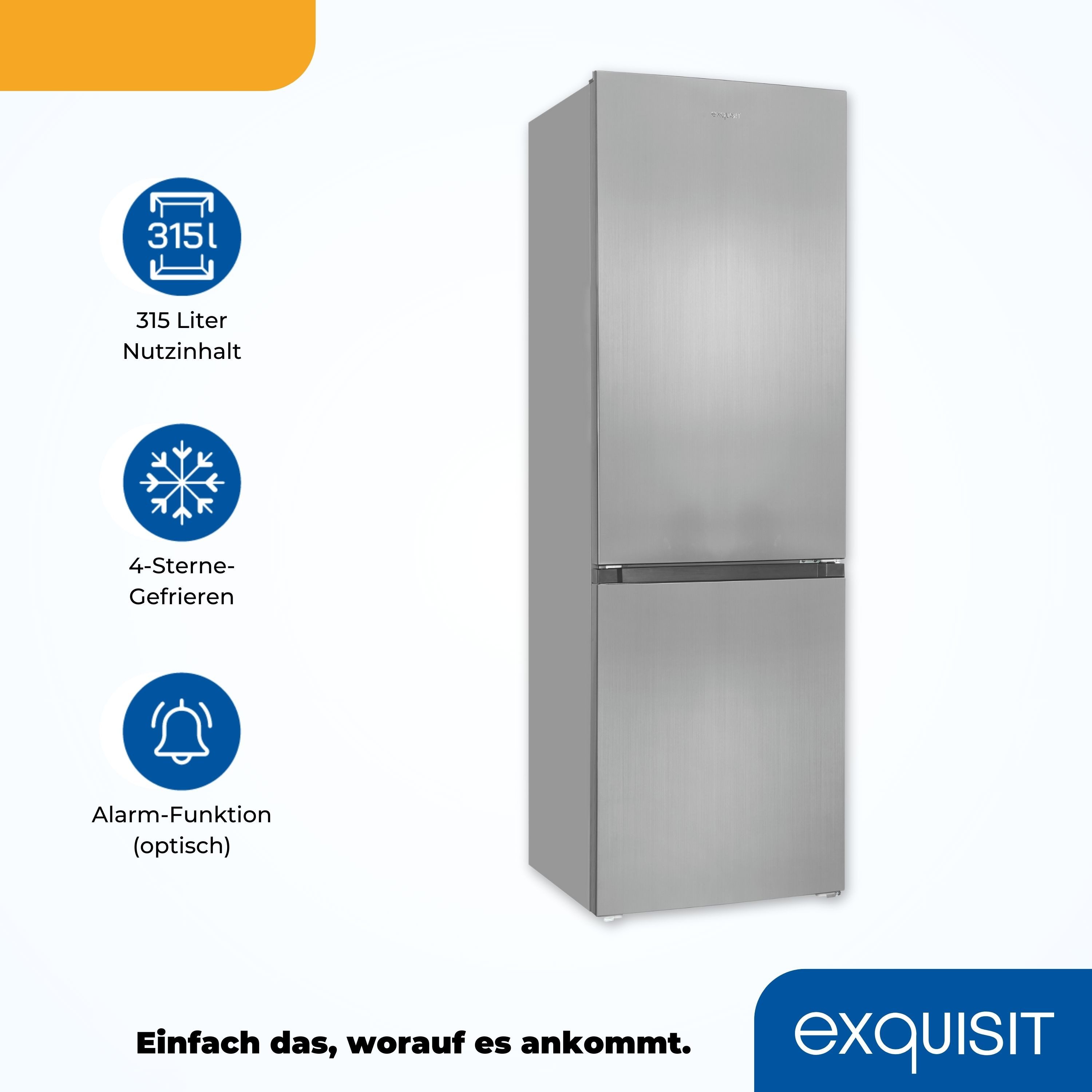 exquisit Kühl-/Gefrierkombination KGC320-95-E-040C, 185,8 cm hoch, 60 cm breit, 315 Liter Nutzinhalt, Elektronische Steuerung – Bild 5 von 5