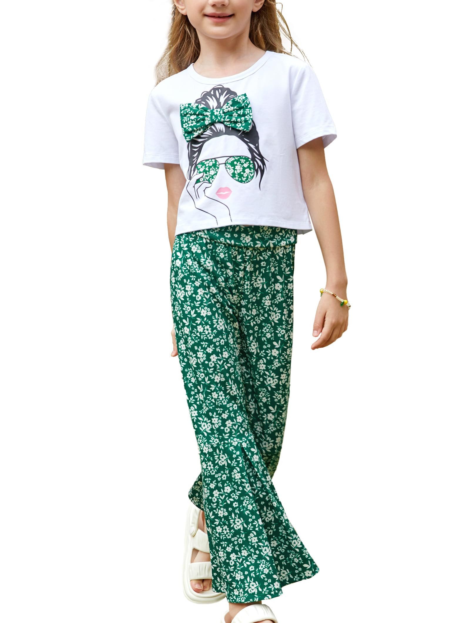 YI Kinderanzug Sommer Mädchen Kleidung Kinder Set Kurzärmelige T-Shirt-Outfits