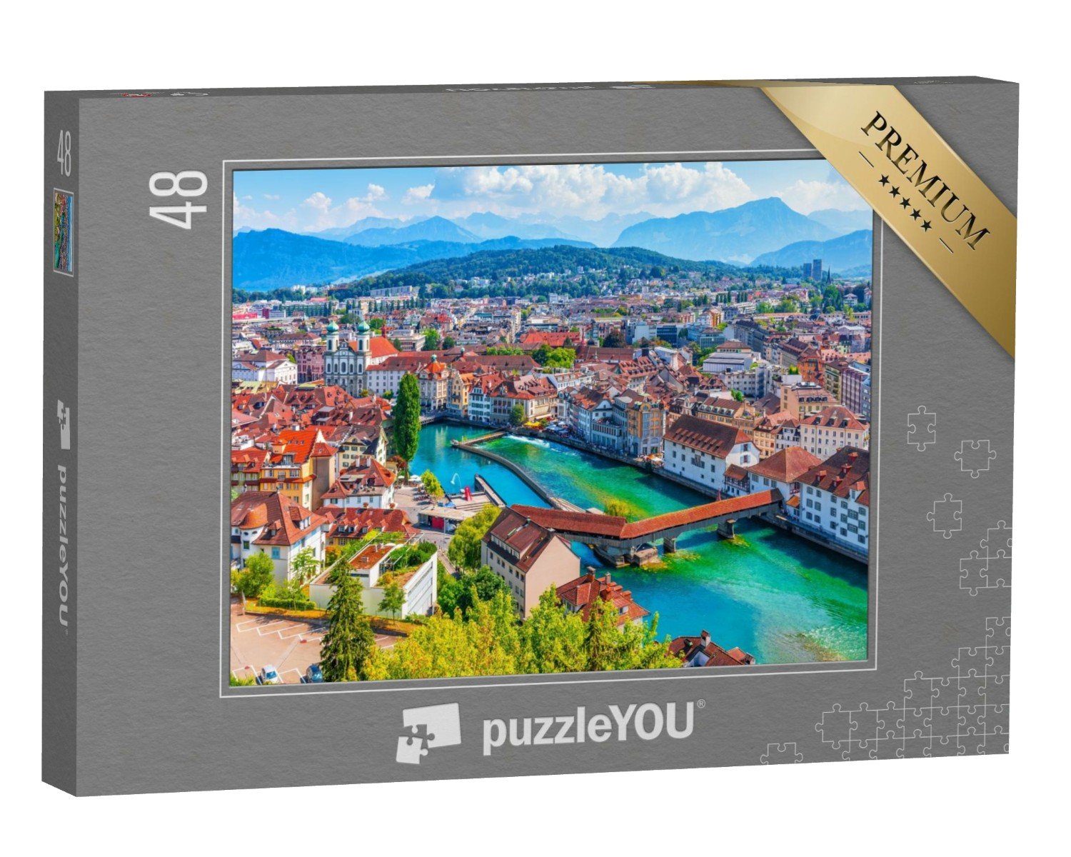 puzzleYOU Puzzle Luzern an der Rheuss, Schweiz, 48 Puzzleteile, puzzleYOU-Kollektionen Schweiz