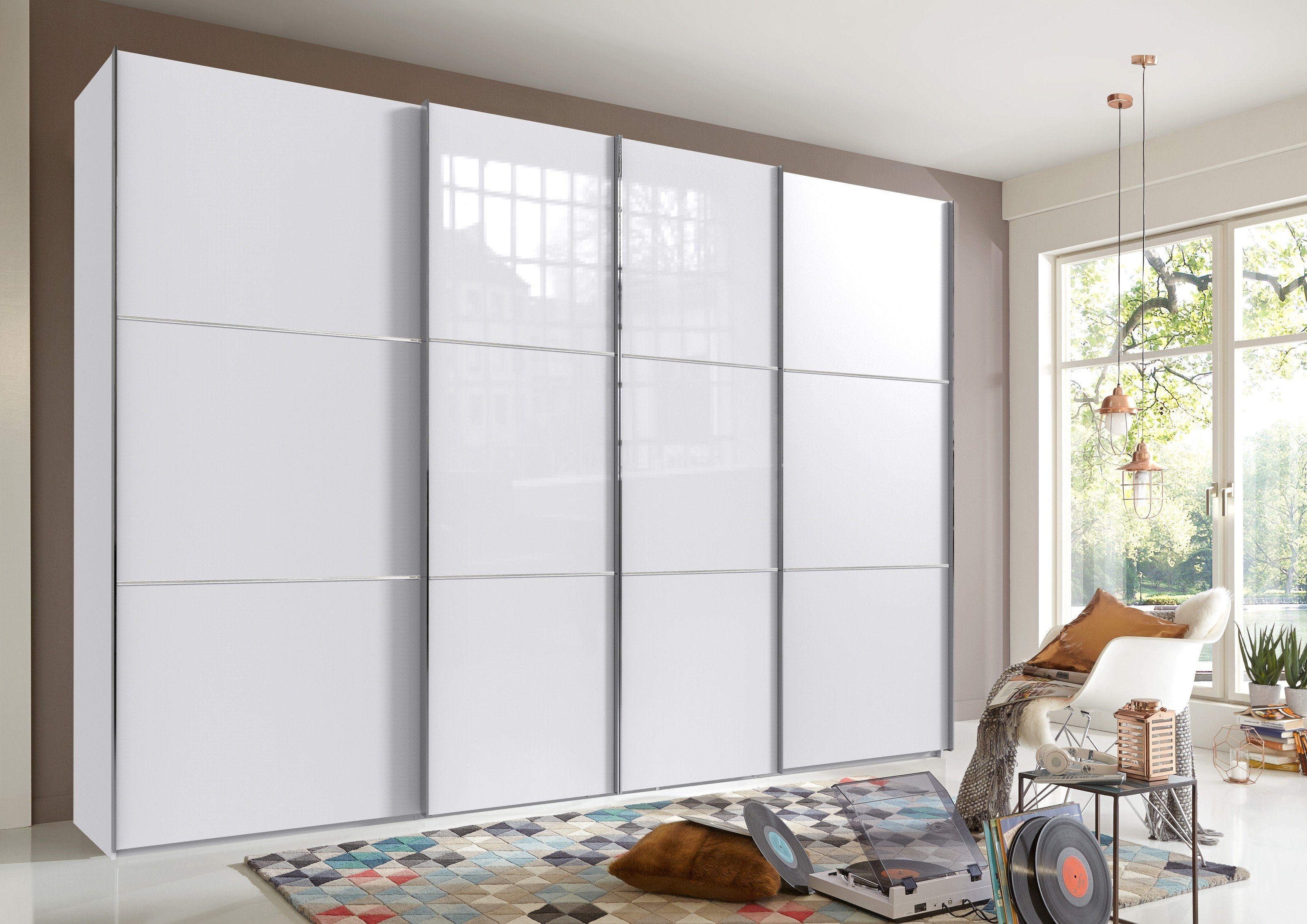 GLAS 4 (BxH: und cm) 300x216 Escape Türen + WEISS in mit freiraum WEISS 3 Schwebetürenschrank Einlegeböden