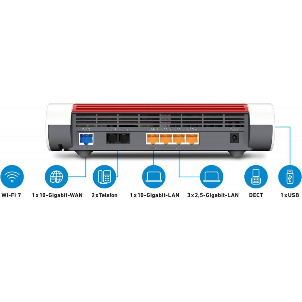 Fritz! AVM FRITZ!Box 4690 WLAN-Router - Hochgeschwindigkeits-Router. WLAN-Router, Innovatives Wi-Fi 7