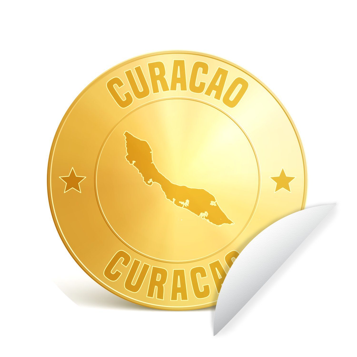 MuchoWow Wandsticker Illustration einer Goldmünze aus Curaçao (1 St), Tapetenkreis für Kinderzimmer, Tapetenaufkleber, Rund, Wohnzimmer