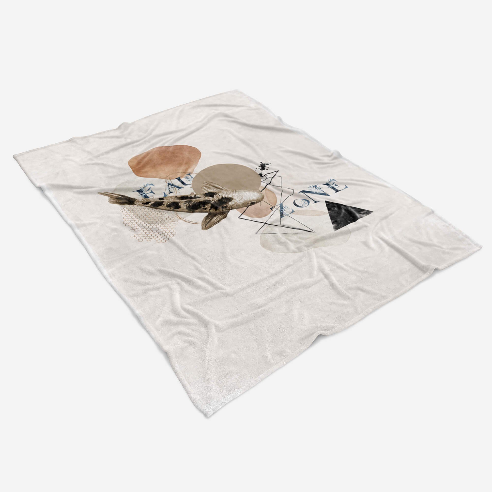 Sinus Art Handtücher Kunstvoll Saunatuch (1-St), Zuchtkarpfen Strandhandtuch Handtuch Handtuch Kuscheldecke Baumwolle-Polyester-Mix Japan, Koi Ozean