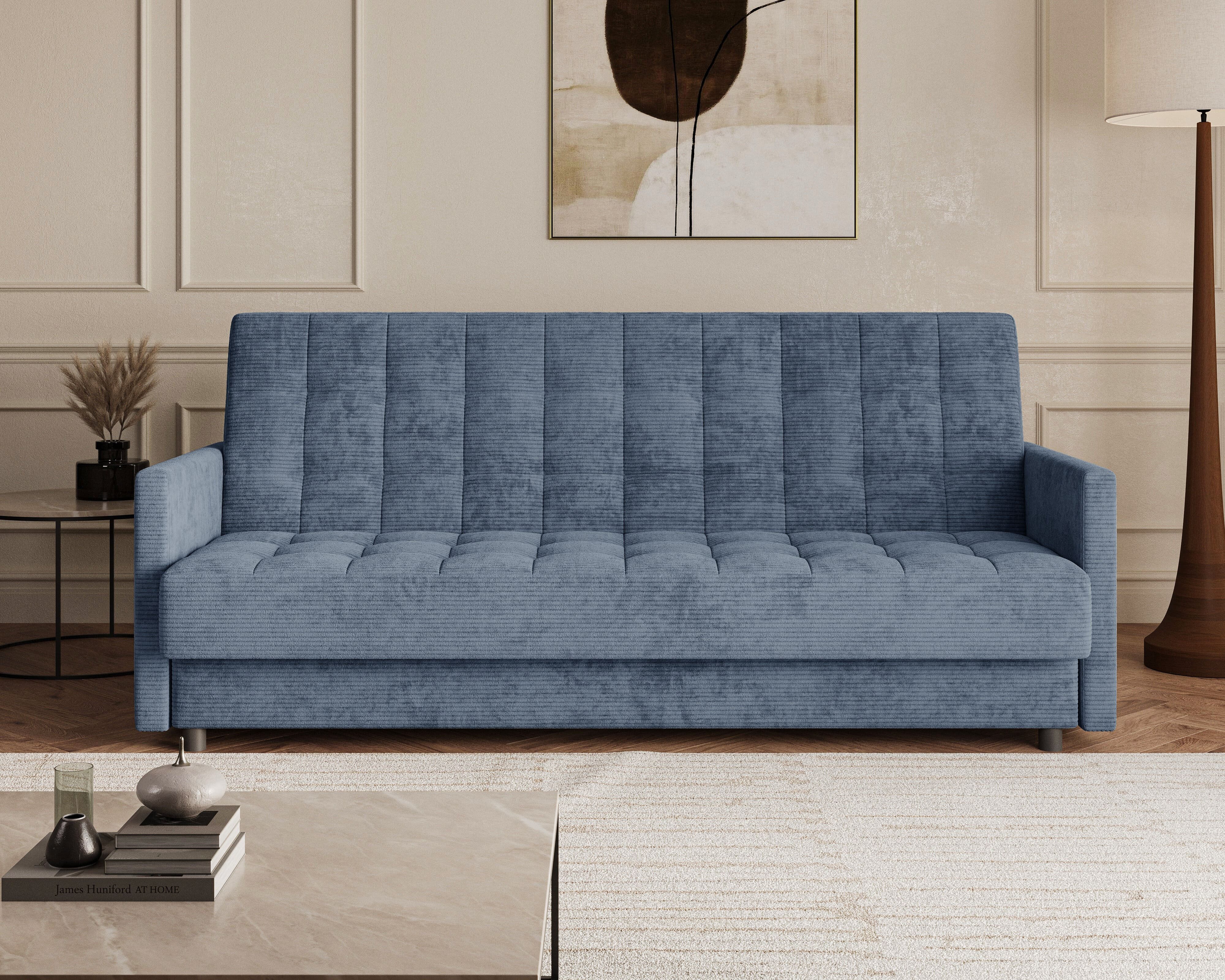 MOEBLO Schlafsofa TINA, 3-Sitzer Schlafsofa mit Bettkasten, Click-Clack-Funktion, Bonellfederung und Lincoln-Cordstoff, Couch Polstermöbel Sitzmöbel Wohnzimmermöbel, (BxHxT): 211 x 90 x 97 cm
